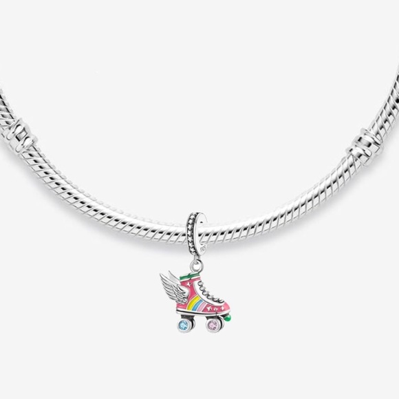 NWOT Colorful Roller Skate Wings Dangle Charm Pendant Sterling Silver 925 - Picture 3 of 16